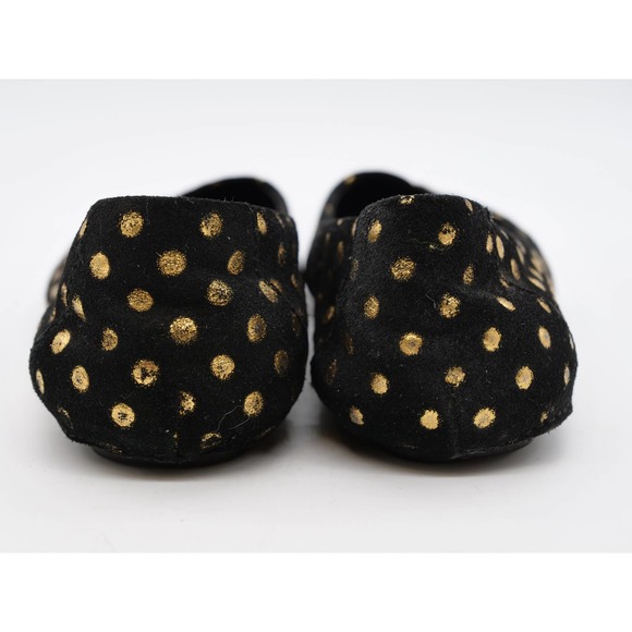 Born Crown Ballet Flats Womens 6 Black Suede Gold Spotted Round Toe Slip On Shoe - Picture 10 of 12